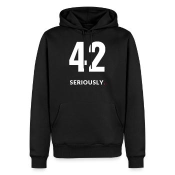 42 - Männer Premium Bio Hoodie - Schwarz - Vorne - Nico (187cm)