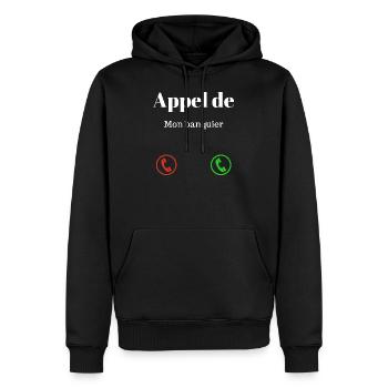Call from my humor banker - Men’s Premium Organic Hoodie - black - Front - Nico (187cm)
