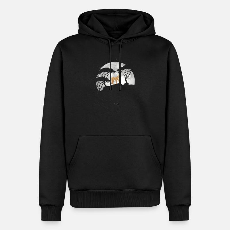 Guépard Avec la lune - Sweat à capuche Premium bio Homme - noir