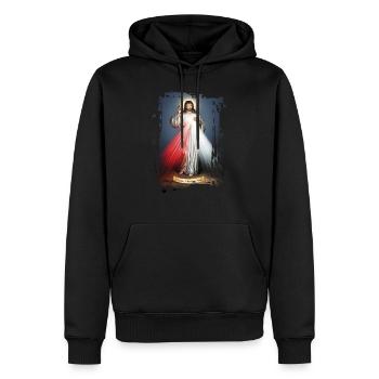 Jésus - Sweat à capuche Premium bio Homme - noir - Devant - Nico (187cm)