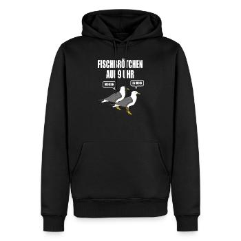 Möwe Fischbrötchen Moin Angeln Hamburg Nordsee See - Männer Premium Bio Hoodie - Schwarz - Vorne - Nico (187cm)