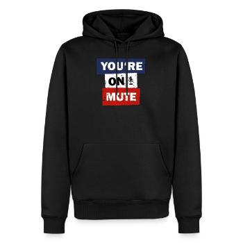 You are on mute funny quote video call gift idea - Sweat à capuche Premium bio Homme - noir - Devant - Nico (187cm)