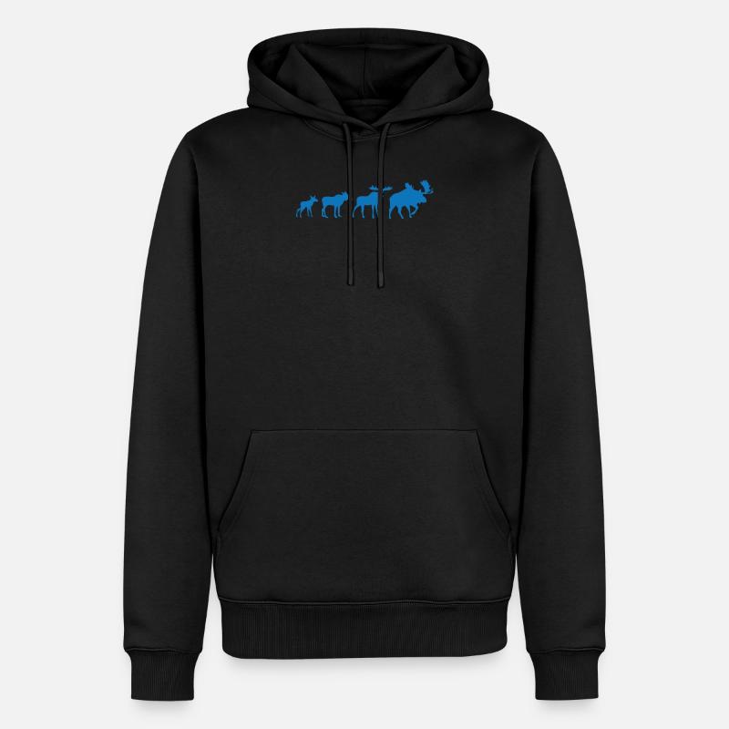 Elch Evolution - Männer Premium Bio Hoodie - Schwarz