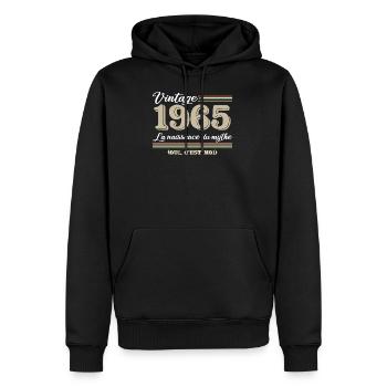 1965 année de naissance et cadeau d'anniversaire d - Sweat à capuche Premium bio Homme - noir - Devant - Nico (187cm)