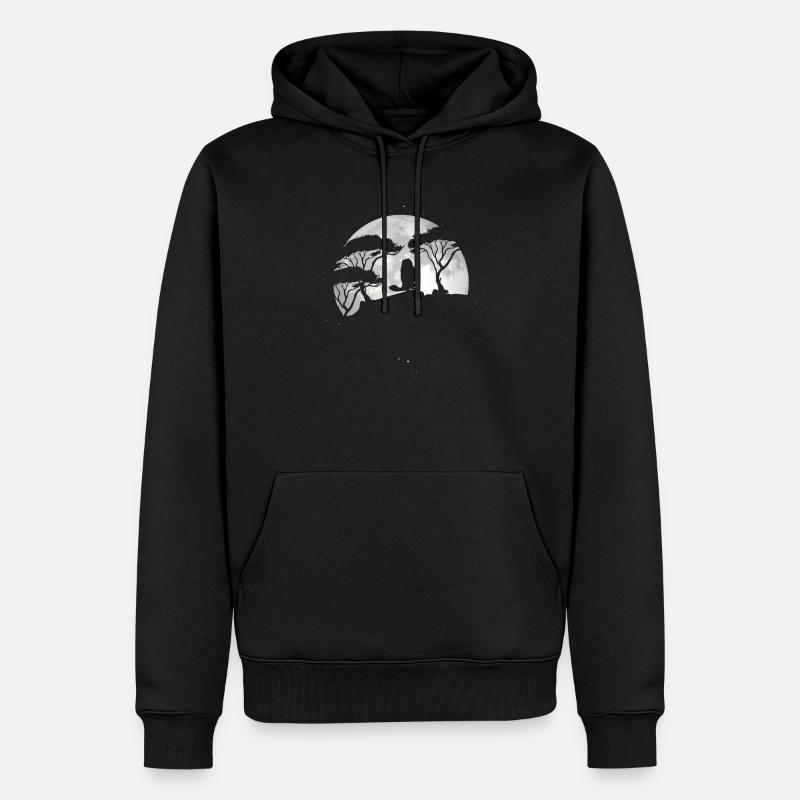 Marmotte Dans la pleine lune - Sweat à capuche Premium bio Homme - noir