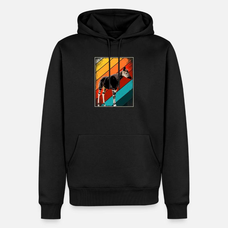 Okapi Retro Geschenk - Männer Premium Bio Hoodie - Schwarz