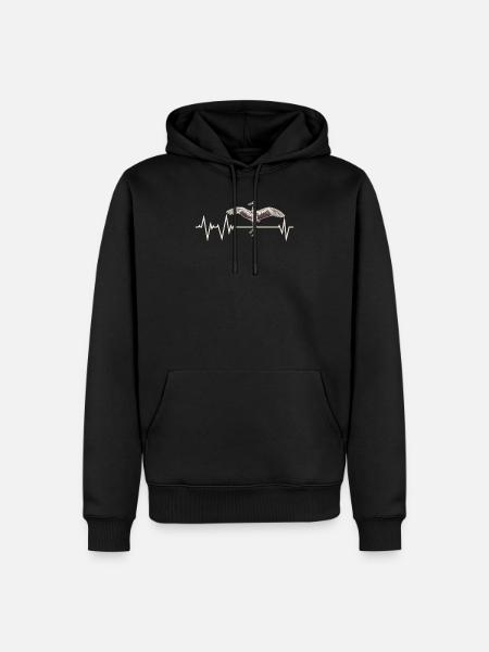 Crane Bird Heartbeat - Men’s Premium Organic Hoodie - black