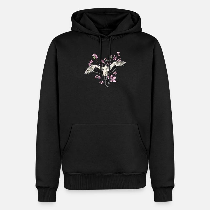 Kranich - Männer Premium Bio Hoodie - Schwarz