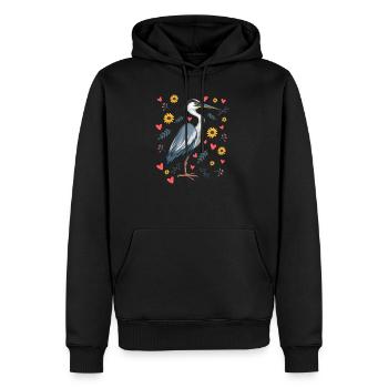 Reiher Herzschlag Vogelliebhaber - Männer Premium Bio Hoodie - Schwarz - Vorne - Nico (187cm)