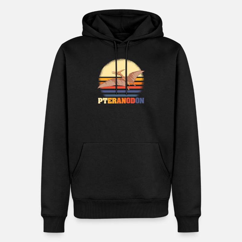 Pteranodon Retro Dinosaurier - Männer Premium Bio Hoodie - Schwarz