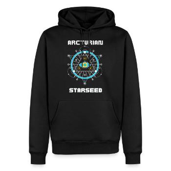 Arcturian Starseed Ufo Geschenkidee - Männer Premium Bio Hoodie - Schwarz - Vorne - Nico (187cm)