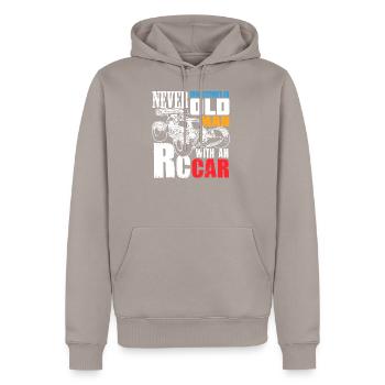 RC Car Racing cadeau pour un RC Car Racer - Sweat à capuche Premium bio Homme - taupe - Devant - Nico (187cm)