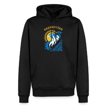 Kazakhstan Kasachisch Geschenk Republik Kasachen - Männer Premium Bio Hoodie - Schwarz - Vorne - Nico (187cm)