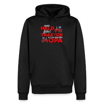 Landwirt Bauer Trecker Traktor Bauernhof Hof Opa - Männer Premium Bio Hoodie - Schwarz - Vorne - Nico (187cm)