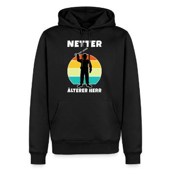 Netter ältere Herr - Männer Premium Bio Hoodie - Schwarz - Vorne - Nico (187cm)