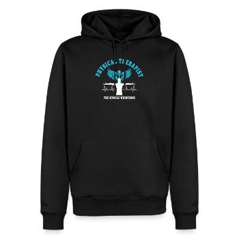 Physiothérapeute Le musculateur - Sweat à capuche Premium bio Homme - noir - Devant - Nico (187cm)