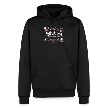 Kosmetikerin Haut Flüsterer - Männer Premium Bio Hoodie - Schwarz - Vorne - Nico (187cm)