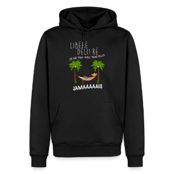Homme retraite libéré. Départ en retraite - Sweat à capuche Premium bio Homme - noir - Devant - Nico (187cm)