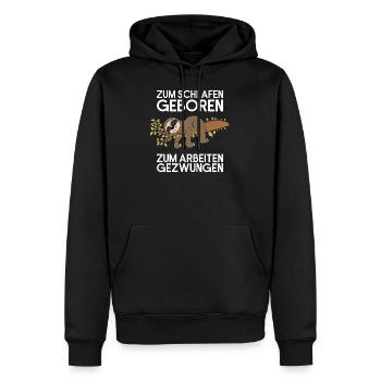 Faultier Schlafen / Arbeiten Fauler Faultierspruch - Männer Premium Bio Hoodie - Schwarz - Vorne - Nico (187cm)