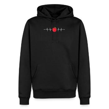 Apfel Herzschlag Geschenk - Männer Premium Bio Hoodie - Schwarz - Vorne - Nico (187cm)