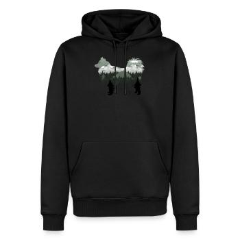 Australie Shepherd silhouette paysage - Sweat à capuche Premium bio Homme - noir - Devant - Nico (187cm)