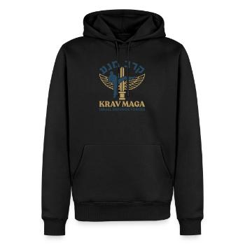 Krav Maga Gift Saying Jewish Hanukkah - Men’s Premium Organic Hoodie - black - Front - Nico (187cm)