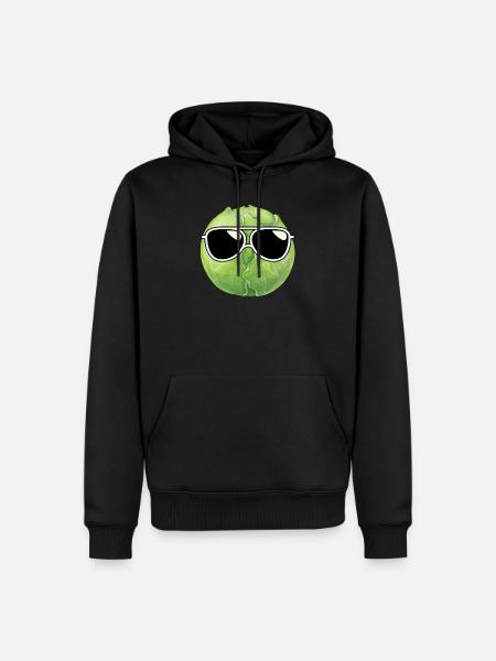 Brussels sprouts with sunglasses - Men’s Premium Organic Hoodie - black