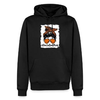 Maman basketball - Messy Bun - Sweat à capuche Premium bio Homme - noir - Devant - Nico (187cm)