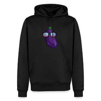 Aubergine Mit Sonnenbrille - Männer Premium Bio Hoodie - Schwarz - Vorne - Nico (187cm)