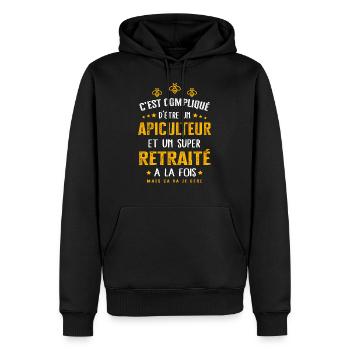 Retraité apiculteur cadeau drôle fête des pères - Sweat à capuche Premium bio Homme - noir - Devant - Nico (187cm)