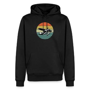 Flugzeug - Männer Premium Bio Hoodie - Schwarz - Vorne - Nico (187cm)