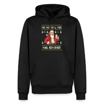 Ho Ho Hol mir mal ein Bier - Männer Premium Bio Hoodie - Schwarz - Vorne - Nico (187cm)
