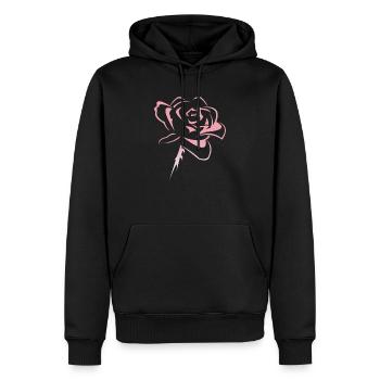 Fleur, rose - Sweat à capuche Premium bio Homme - noir - Devant - Nico (187cm)