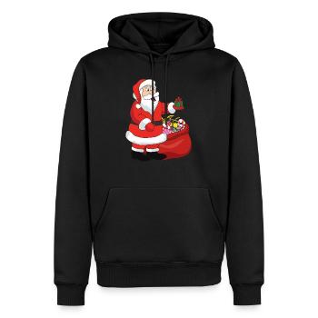Noël Noël Père Noël Père Noël - Sweat à capuche Premium bio Homme - noir - Devant - Nico (187cm)