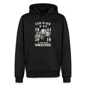 Utah Beach D-Day 1944 - 2019 - Sweat à capuche Premium bio Homme - noir - Devant - Nico (187cm)