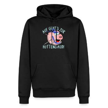 Hüttengaudi - Pistensau - Sweat à capuche Premium bio Homme - noir - Devant - Nico (187cm)