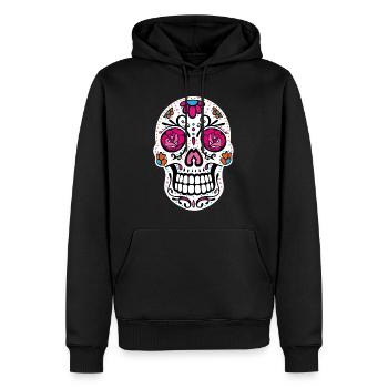 Jour de crâne en sucre du crâne mort - Sweat à capuche Premium bio Homme - noir - Devant - Nico (187cm)