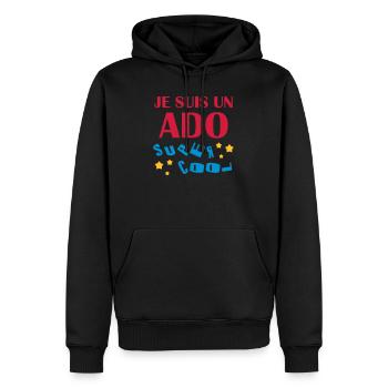 Teenager / Jugendliche / Jugendlicher / Kind - Männer Premium Bio Hoodie - Schwarz - Vorne - Nico (187cm)