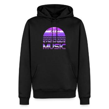 80s Neon Retro Synthwave Musique Electronic Wave - Sweat à capuche Premium bio Homme - noir - Devant - Nico (187cm)
