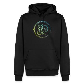 Meisterwerk Uhren Uhr Mechanik Farben icon Logo - Männer Premium Bio Hoodie - Schwarz - Vorne - Nico (187cm)
