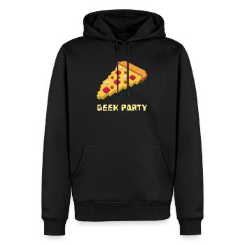Geek Party Pizza Pixel: Retro 8-Bit-Gaming-Geschenk - Männer Premium Bio Hoodie - Schwarz - Vorne - Nico (187cm)