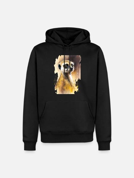 Aquarelles de suricates mignonnes - Sweat à capuche Premium bio Homme - noir