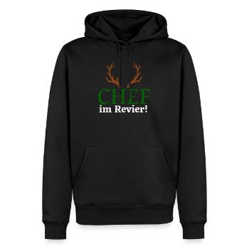 Chef im Revier - Jäger Design - Männer Premium Bio Hoodie - Schwarz - Vorne - Nico (187cm)