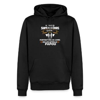 Super-Héros Sans Capes Humour - Sweat à capuche Premium bio Homme - noir - Devant - Nico (187cm)