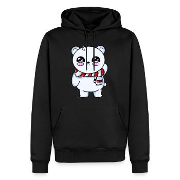 Ours polaire Kawaii - Sweat à capuche Premium bio Homme - noir - Devant - Nico (187cm)