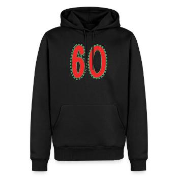 60. 60 ANS. 60e ANNIVERSAIRE. ANNIVERSAIRE 60 ANS. - Sweat à capuche Premium bio Homme - noir - Devant - Nico (187cm)