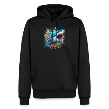 Shark - Men’s Premium Organic Hoodie - black - Front - Nico (187cm)