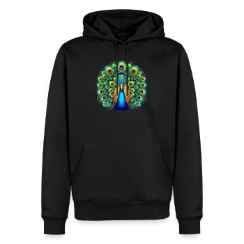 Peacock - Men’s Premium Organic Hoodie - black - Front - Nico (187cm)