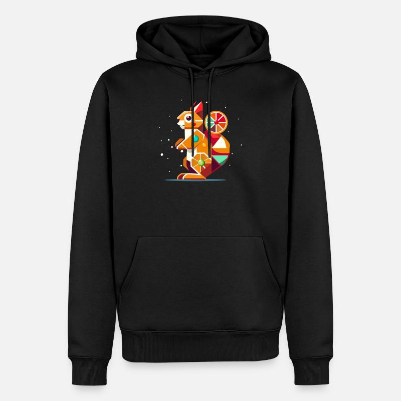 Geometrisches Eichhörnchen-farbenfroher Hingucker - Männer Premium Bio Hoodie - Schwarz