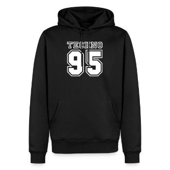 TECHNO 95 - Sweat à capuche Premium bio Homme - noir - Devant - Nico (187cm)